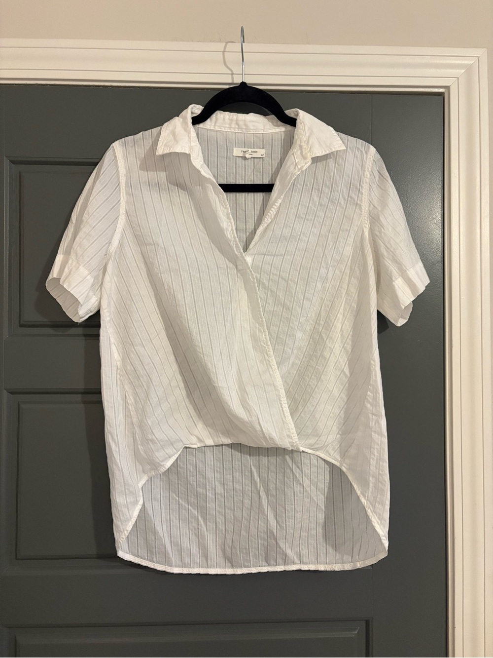 Rag & Bone Kristine White Stripe Wrap Button Down Blouse Size S